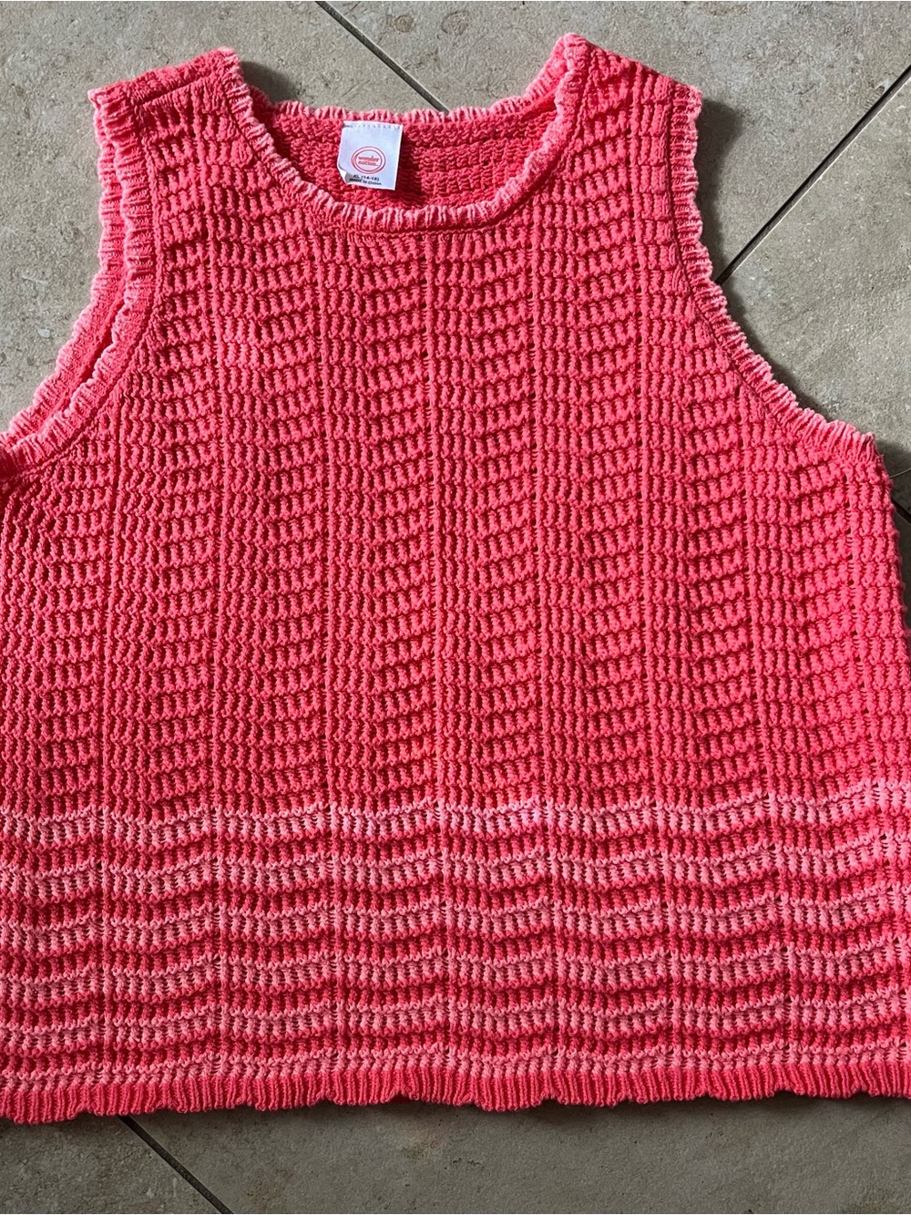Girls Sleeveless Knit Tank Sweater - Coral Pink